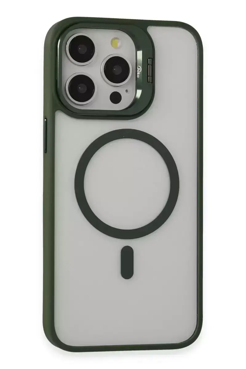 Joko İphone 15 Pro Kılıf Roblox Lens Magsafe Standlı Kapak - Koyu Yeşil