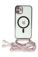 Newface İphone 11 Kılıf Divo Lazer Askılı Magsafe Kapak - Pembe