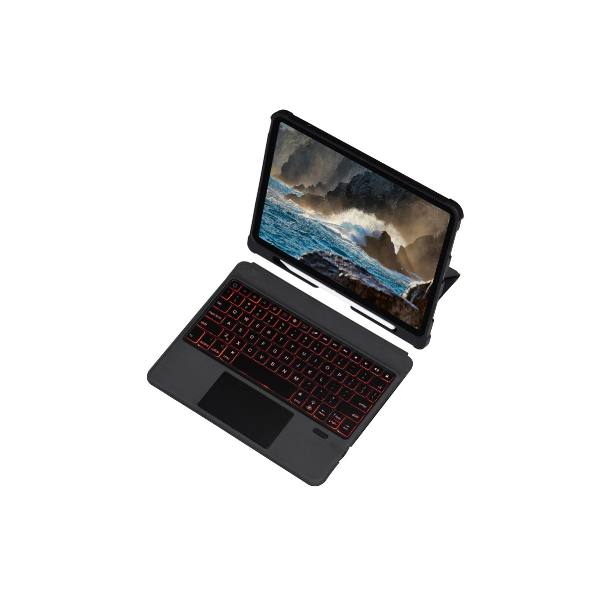 T5209d İpad Pro 12.9 (2021) Kılıf İnter Ledli Klavyeli Tablet Kılıfı - Siyah