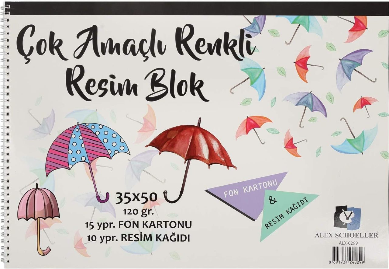 Çok Amaçlı Renkli Resim Blok - 35x50 - 120gr - 25 yaprak