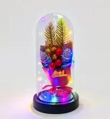 Yılbaşı Temalı Işıklı Dekoratif Cam Fanus - Model 3