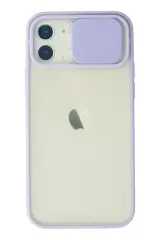 Newface İphone 12 Kılıf Palm Buzlu Kamera Sürgülü Silikon - Lila