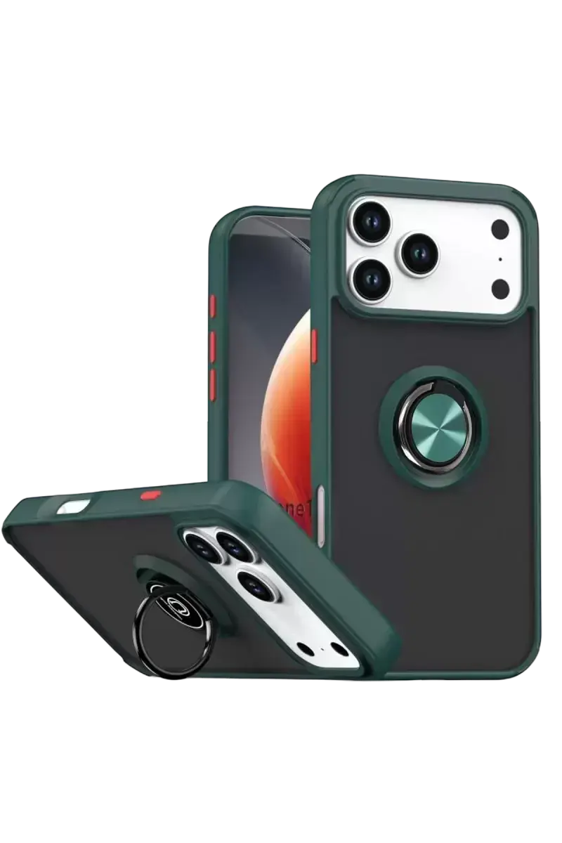 Newface Apple İphone 17 Pro Max Montreal Yüzüklü Silikon Kapak - Yeşil