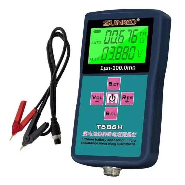 Sunkko T686h Hassas Pil İç Direnç Ve Voltaj Test Cihazı (0-100v - 0-100 Ohm)