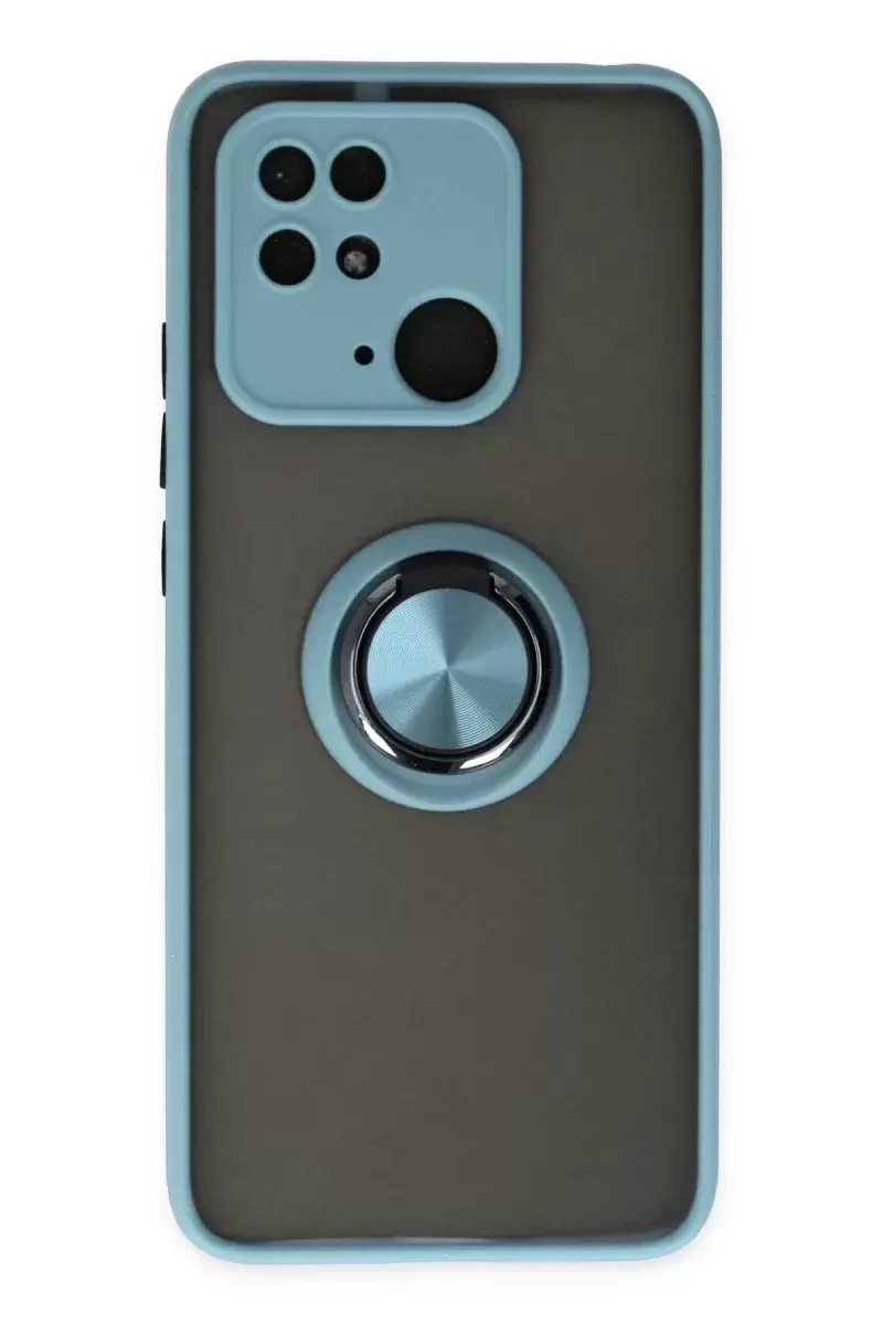 Newface Xiaomi Poco C40 Kılıf Montreal Yüzüklü Silikon Kapak - Buz Mavi