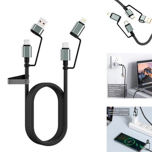 4’ü 1 Arada 100w Akıllı Tasarım Yüksek Dayanıklılık Çoklu Uyumlu Örgülü Hızlı Şarj Kablosu