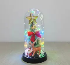 Yılbaşı Temalı Işıklı Dekoratif Cam Fanus - Model 5