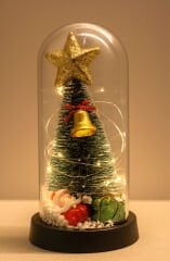 Yılbaşı Temalı Işıklı Dekoratif Cam Fanus - Model 6