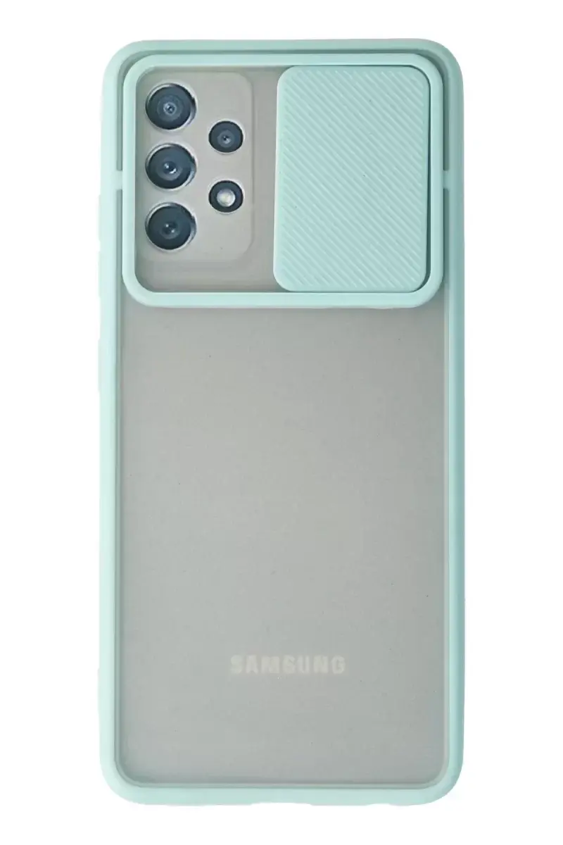 Newface Samsung Galaxy A32 Kılıf Palm Buzlu Kamera Sürgülü Silikon - Turkuaz