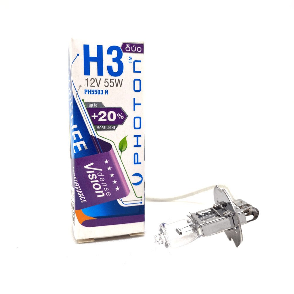 Photon H3 55 Watt 12V Dense Vision +%20 Fazla Işık Halojen Far Ampulü Sarı