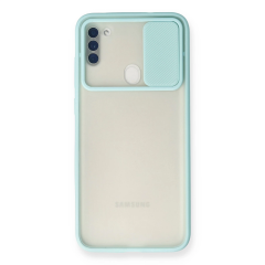 Samsung Galaxy A11 Kılıf Palm Buzlu Kamera Sürgülü Silikon - Turkuaz