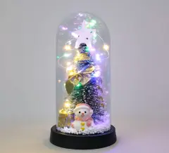 Yılbaşı Temalı Işıklı Dekoratif Cam Fanus - Model 7