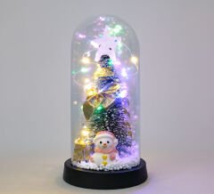 Yılbaşı Temalı Işıklı Dekoratif Cam Fanus - Model 7