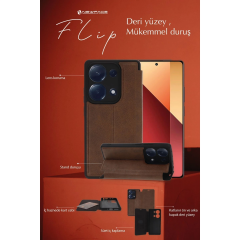 Xiaomi Redmi Note 14 4g Kılıf Flip Cover - Kırmızı