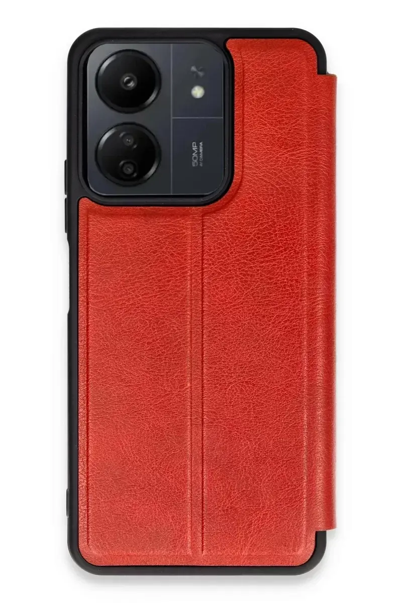 Newface Xiaomi Redmi 13c Kılıf Flip Cover - Kırmızı