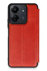 Newface Xiaomi Redmi 13c Kılıf Flip Cover - Kırmızı