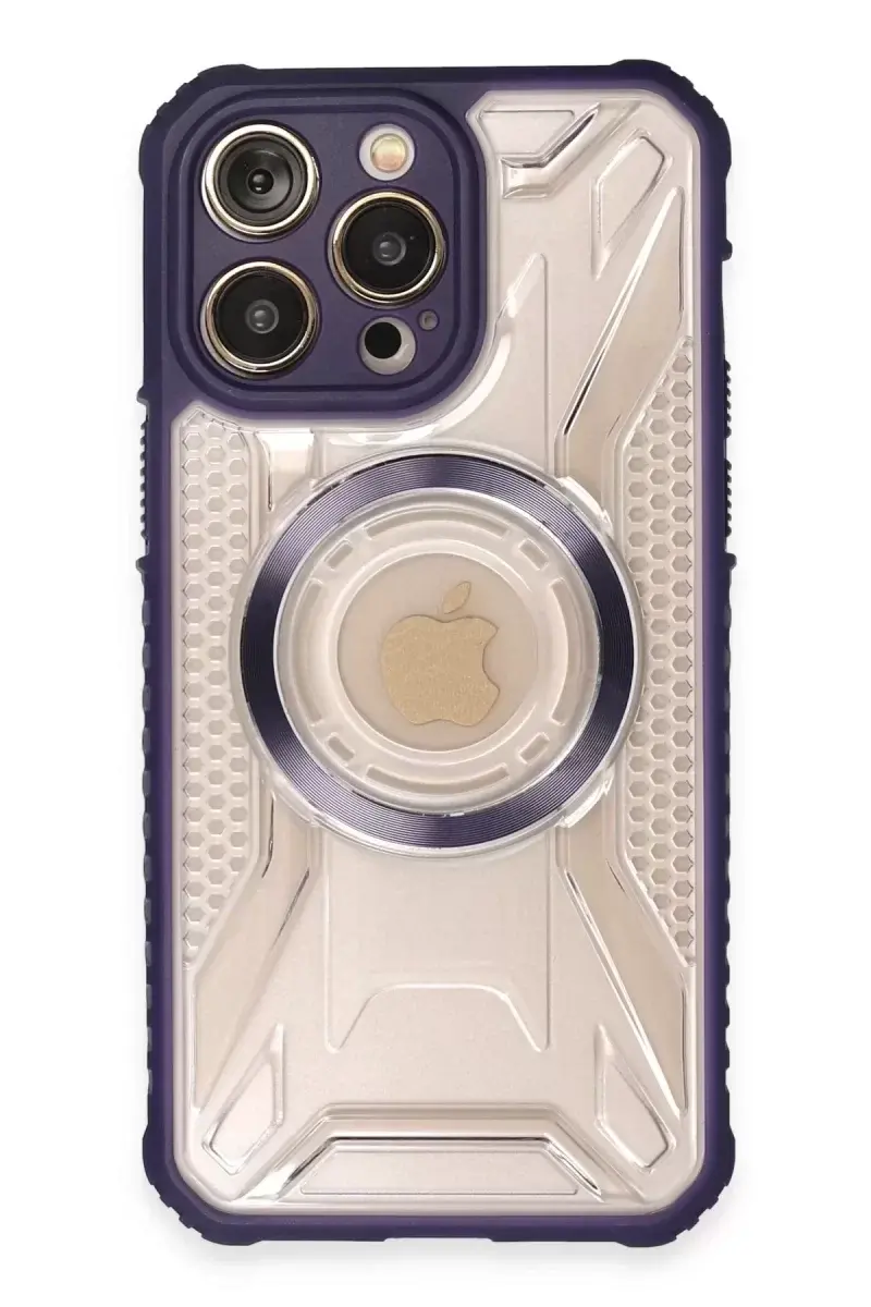 Newface İphone 14 Pro Kılıf Prag Magneticsafe Kapak - Derin Mor