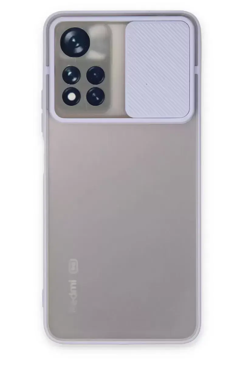 Newface Xiaomi Redmi Note 11t Kılıf Palm Buzlu Kamera Sürgülü Silikon - Lila