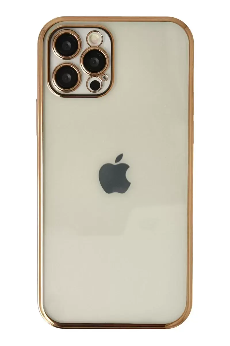 Newface Apple İphone 12 Pro Max Kılıf Razer Lensli Silikon - Gold
