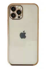 Newface Apple İphone 12 Pro Max Kılıf Razer Lensli Silikon - Gold