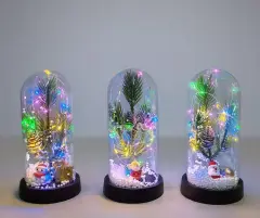 Yılbaşı Temalı Işıklı Dekoratif Cam Fanus - Model 9