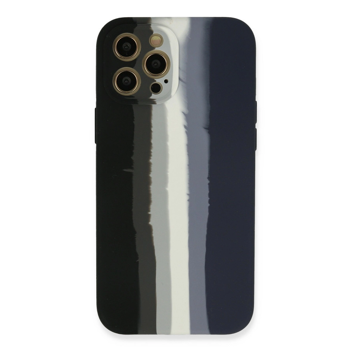 İphone 12 Pro Max Kılıf Ebruli Lansman Silikon - Siyah-lacivert
