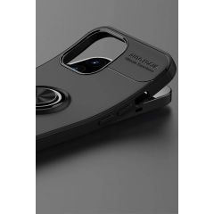İphone 12 Pro Max Kılıf Range Yüzüklü Silikon - Siyah-kırmızı