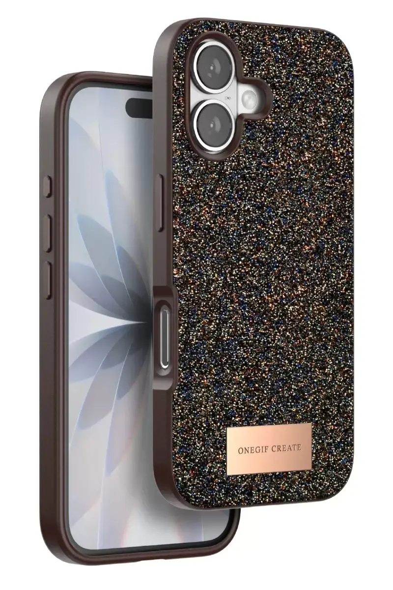 Onegif Apple İphone 17 Bright Simli Kapak - Gold