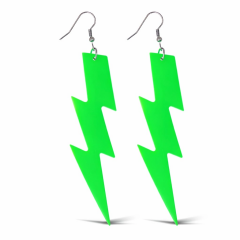 80’ler 90'lar Retro Neon Yeşil Şimşek Küpe 10 Cm