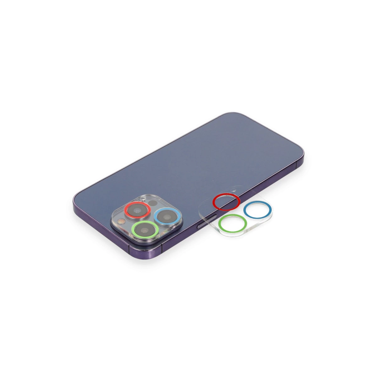 İphone 13 Pro Renkli Kamera Lens Koruma Cam - Mavi-yeşil