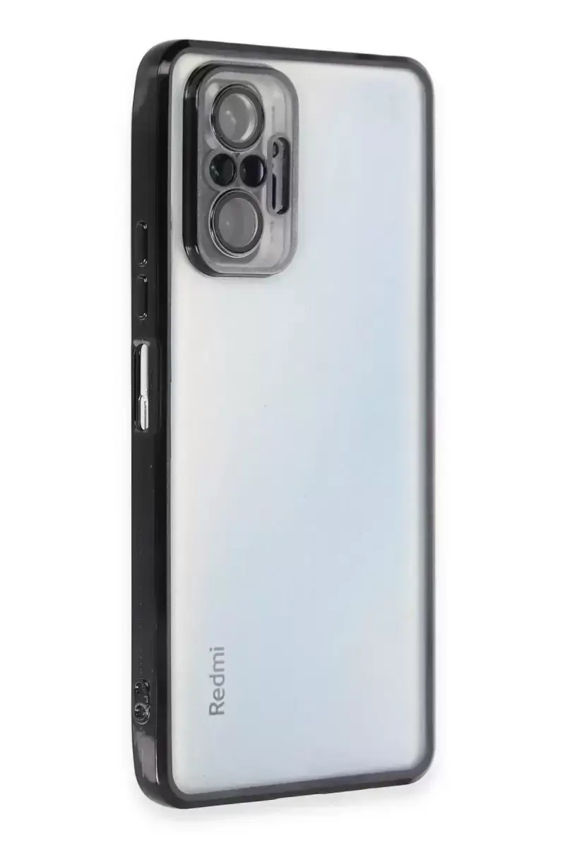 Newface Xiaomi Redmi Note 10 Pro Kılıf Razer Lensli Silikon - Siyah