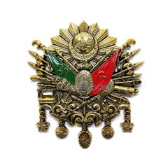 Osmanlı Devlet Arması Kabartma Logo Vidalı Küçük 10x8cm Gold