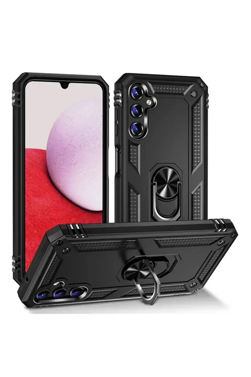 Newface Samsung Galaxy A04s Kılıf Sofya Yüzüklü Silikon Kapak - Siyah