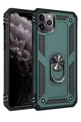 Newface İphone 11 Pro Max Kılıf Sofya Yüzüklü Silikon Kapak - Yeşil