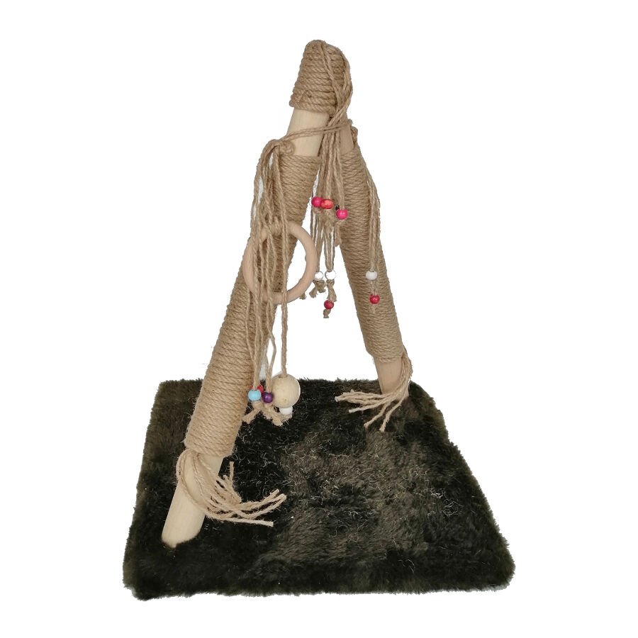 Püsküllü Boncuklu Kedi Tırmalama Tahtası + Oyun Alanı 30*40 cm Yeşil