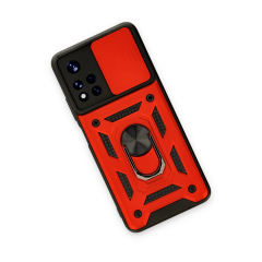 Xiaomi Poco M4 Pro 5g Kılıf Pars Lens Yüzüklü Silikon - Kırmızı