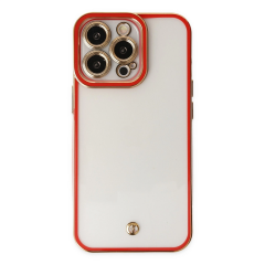 İphone 13 Pro Max Kılıf Liva Lens Silikon - Kırmızı