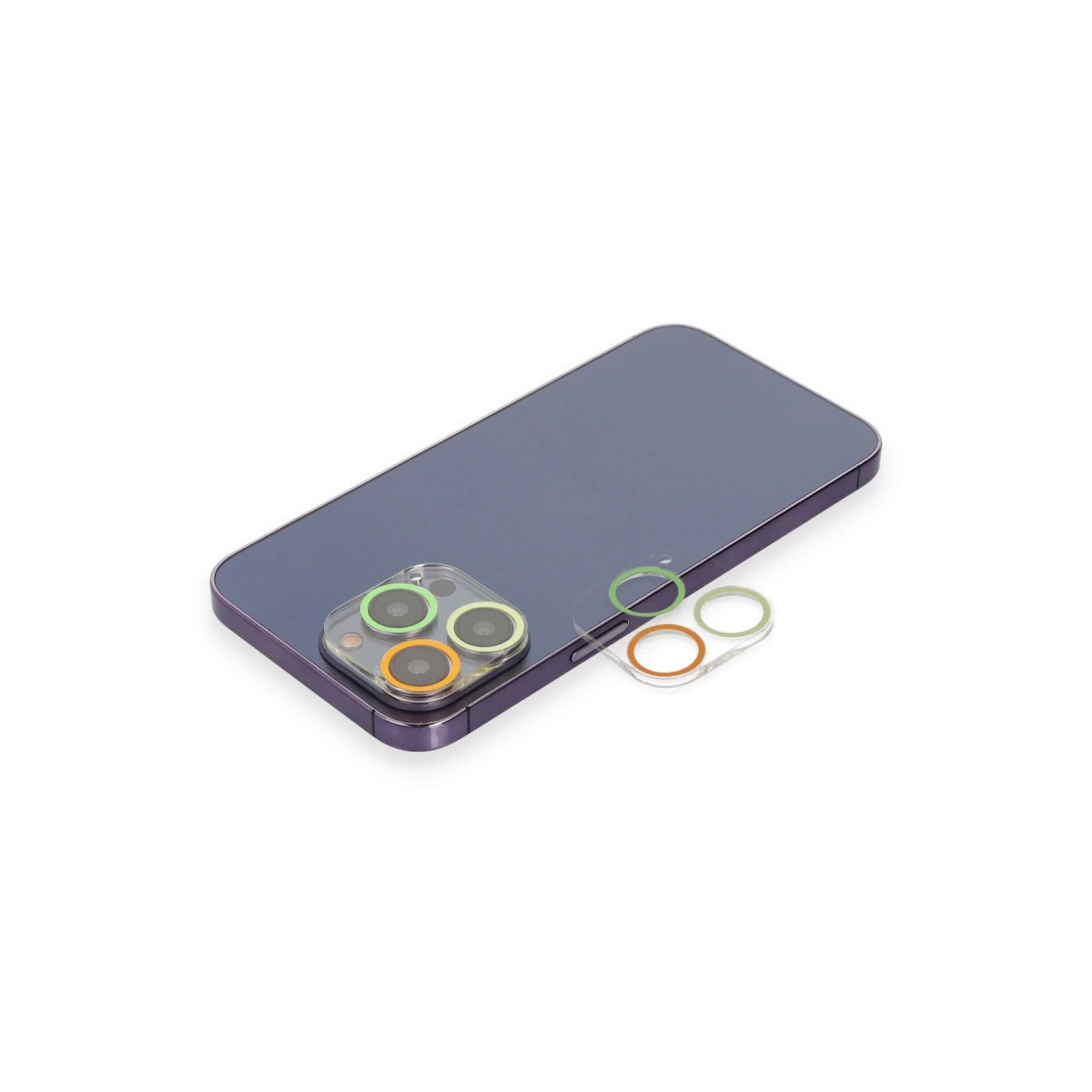 İphone 13 Pro Max Renkli Kamera Lens Koruma Cam - Sarı-turuncu