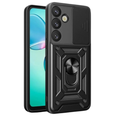 Samsung Galaxy S25 Kılıf Pars Lens Yüzüklü Silikon - Siyah