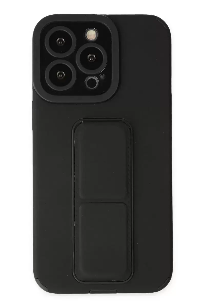 Newface Apple İphone 13 Pro Max Kılıf Mega Standlı Silikon - Siyah