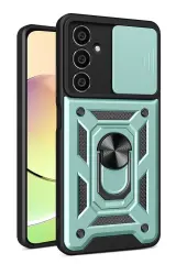 Newface Samsung Galaxy A15 4g Kılıf Pars Lens Yüzüklü Silikon - Yeşil