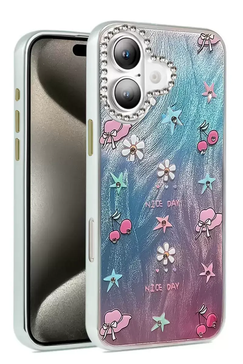 Newface İphone 16 Kılıf Blade Aynalı Desenli Kapak - Desen 4