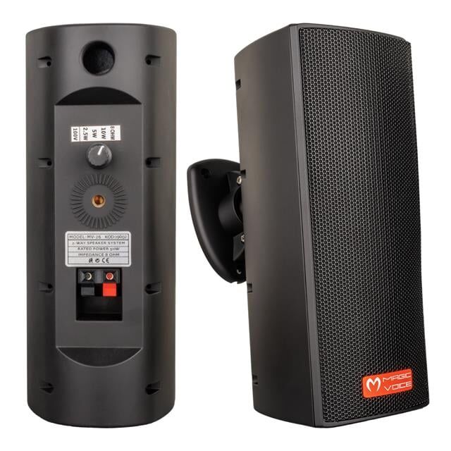 Magicvoice Mv-26  2x7,5 Cm 50w 3 Yollu Siyah Sütun Hat Trafolu Hoparlör 2'li Takım