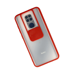 Xiaomi Redmi Note 9 Kılıf Palm Buzlu Kamera Sürgülü Silikon - Kırmızı