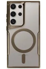 Newface Samsung Galaxy S23 Ultra Kılıf Boyi Magsafe Silikon Kapak - Kahverengi