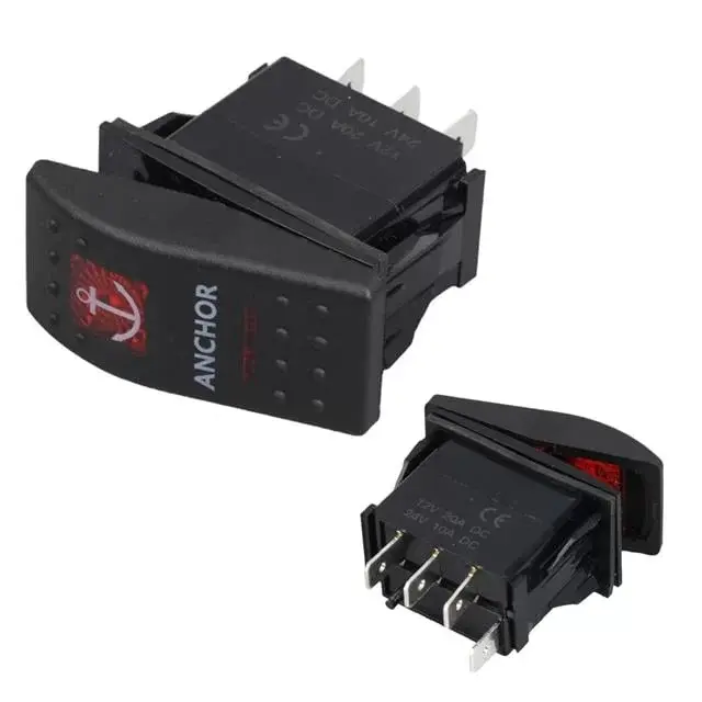 Powermaster ﻿çapa Irgatı Sembollü Yaylı Işıksız 4 Pinli On-off 12-24v Marin Switch