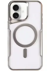Newface İphone 16 Kılıf Boyi Magsafe Silikon Kapak - Gümüş