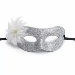 Gümüş Simli Tüylü Balo Maskesi