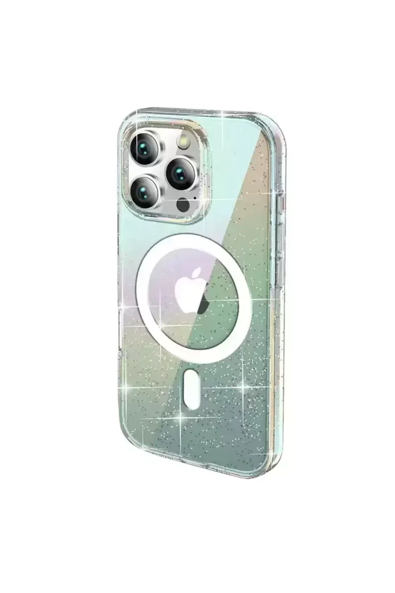 Joko İphone 15 Pro Max Rasasi Simli Magsafe Kapak - Şeffaf