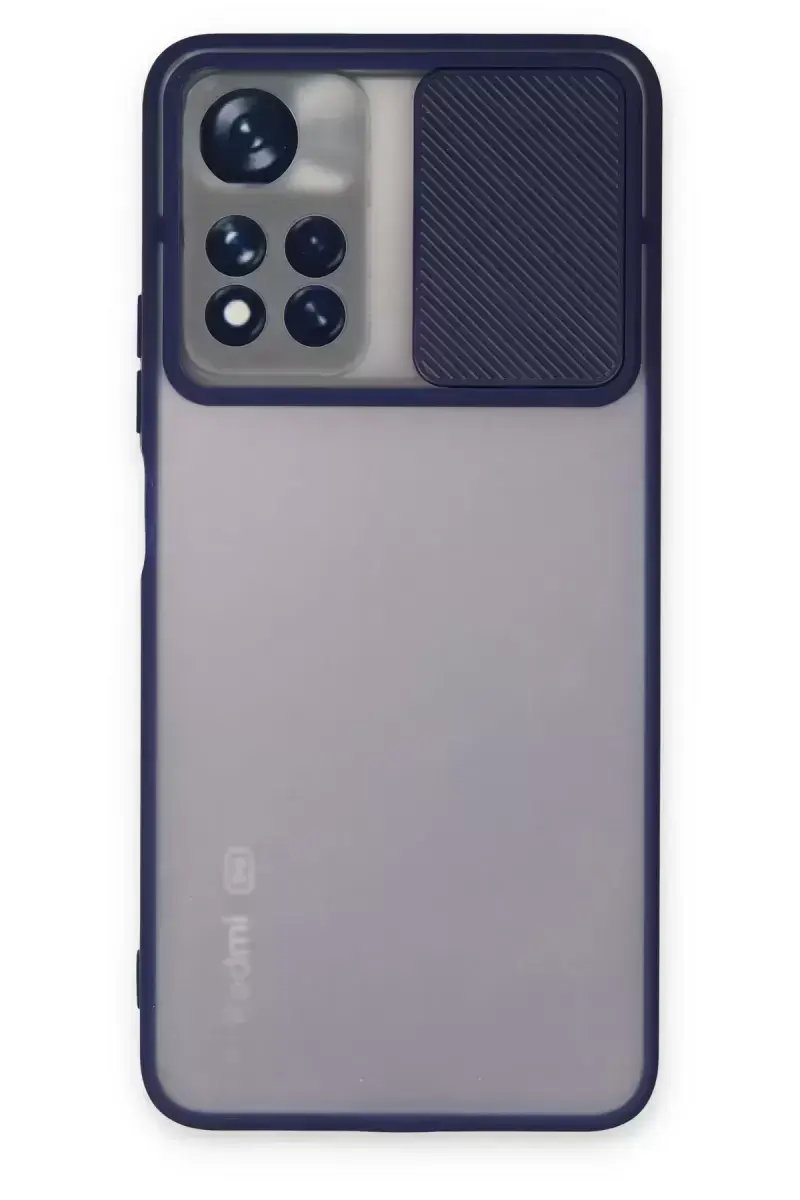 Newface Xiaomi Redmi Note 11t Kılıf Palm Buzlu Kamera Sürgülü Silikon - Lacivert
